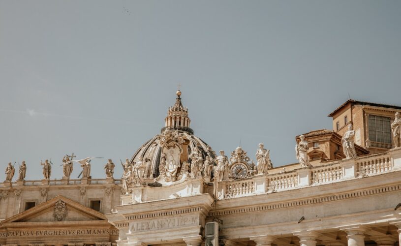St. peter's basilica dome against a clear sky